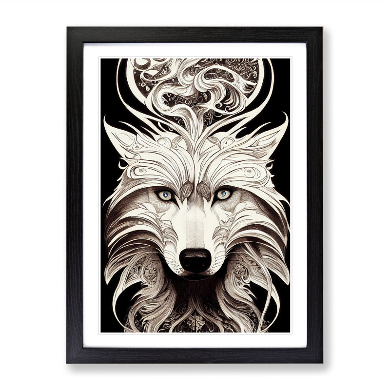 Wolf Art Deco No.1 - Print, Black Framed Paper, 66cm H x 48cm W, No Matte