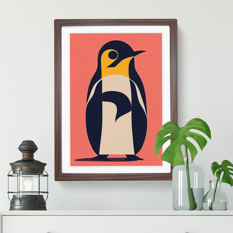 XV1022-3469X Penguin Abstract No.5 - Print, 64cm H x 46cm W, Walnut Frame, No Matte