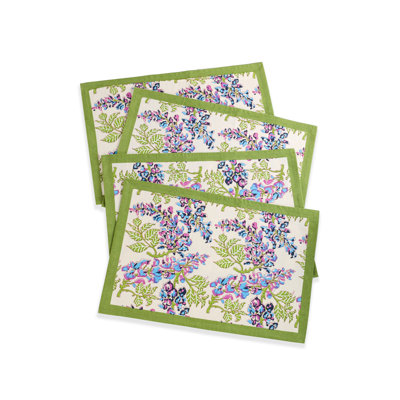 Bluebell Symphony Block Print Cotton Placemats