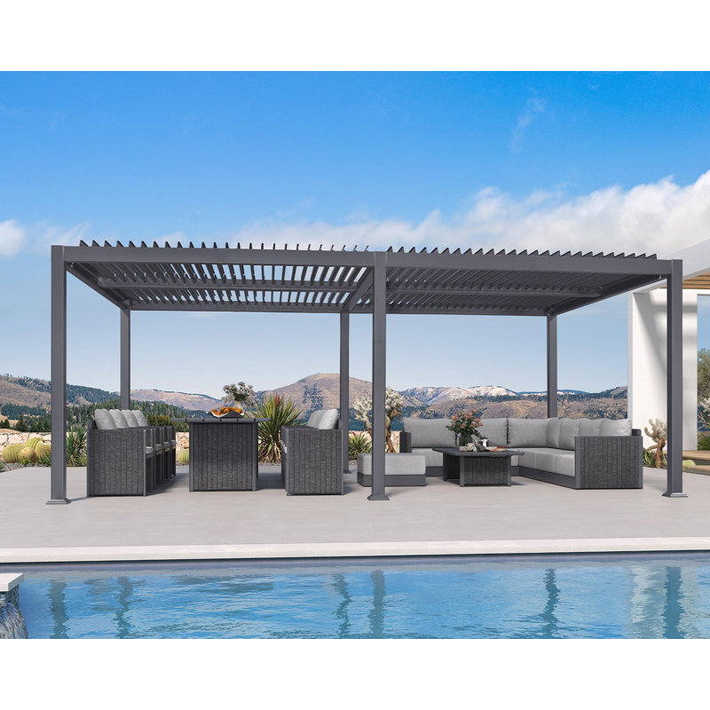 19.7 Ft. W X 13 Ft. D Aluminum Louvered Pergola