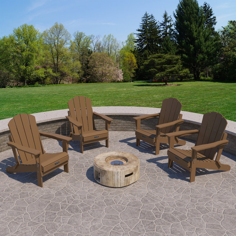 HDPE Folding Outdoor Adirondack Chair, Brown