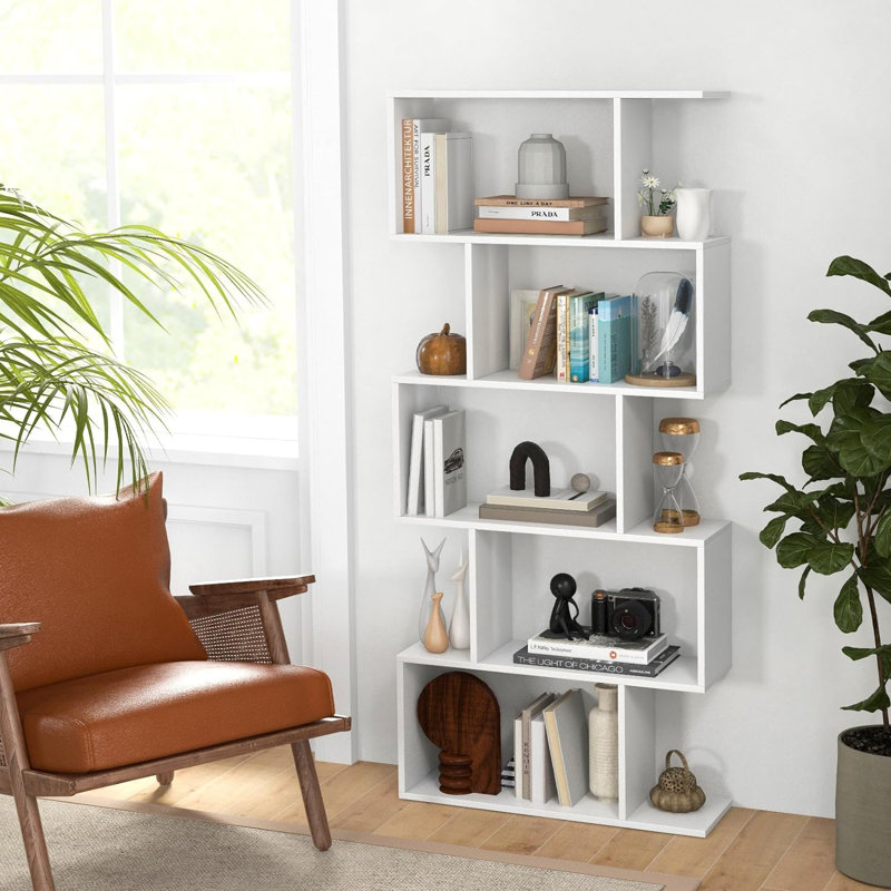 Bibliothèque Szeto, 5 tablettes (H 62,6 po x l 27,6 po x P 9,4 po), Blanc, 1