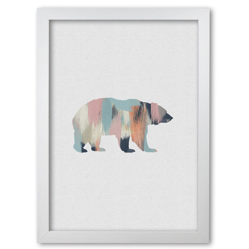 Pastel Bear - Print, White Grain Frame, 42 cm H x 30 cm W x 5 cm D