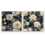 Ensemble de 2 collages industriels carrés ivoire et bleu à motif floral industriel-101849792-101849791
