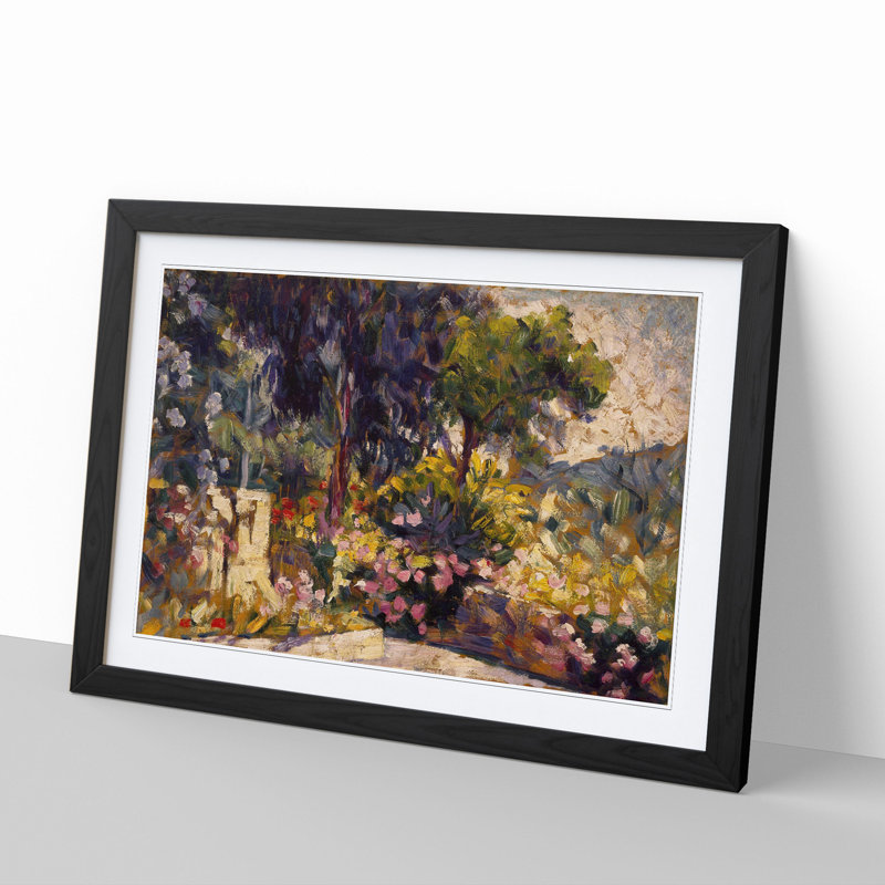 Flowered Terrace by Henri-Edmond Cross - Framed Print, Black Framed, 27cm H x 36cm W x 2cm D