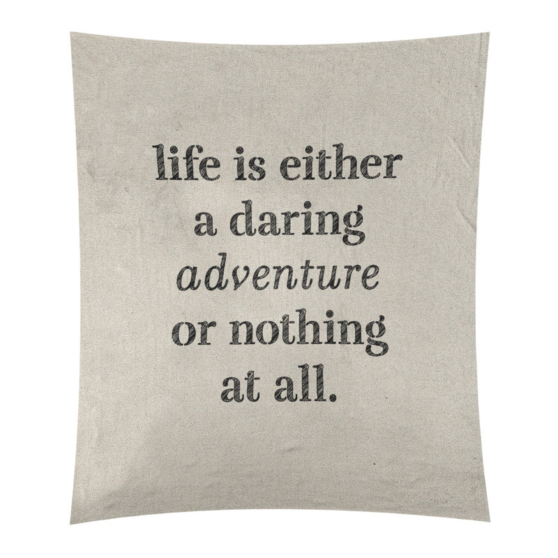 Tapisserie en polyester "life quote" adventure, H 27,5 po x l 37,5 po, Blanc / noir