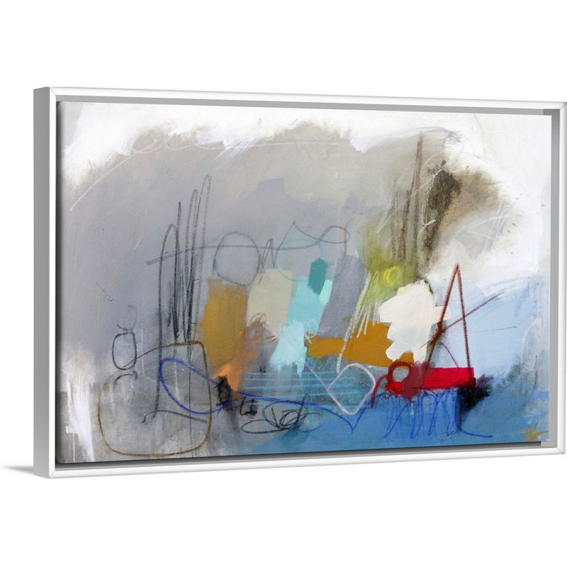 Reproduction d’art sur toile, "A Game I" par B. Robert, 26" H x 38" W x 1.75" D, Cadre blanc