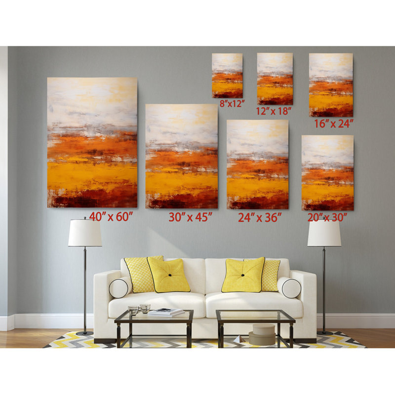 Reproduction de peinture à l'huile sur toile, "A Day In August", blanc, orange et rouge, H 36 po x l 24 po