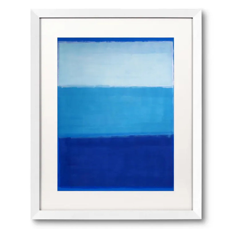 «Blue Homage To Rothko» par Drew Gaffney - impression, Papier avec cadre unique blanc, Blanc, H 32 po x l 26 po x P 1,25 po