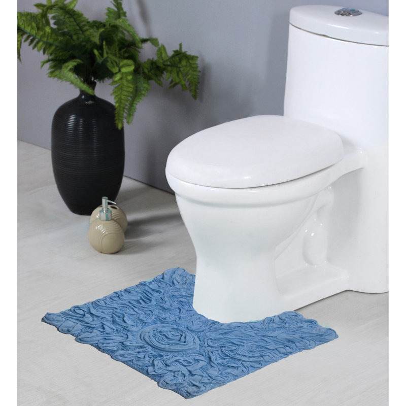Schoenberger 100% Cotton Contour Bath Mat 20"x20", Sky Blue
