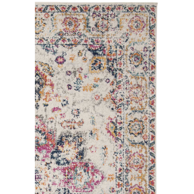 Christa Oriental Fuchsia/Ivory Area Rug, Rectangle 8' x 10'