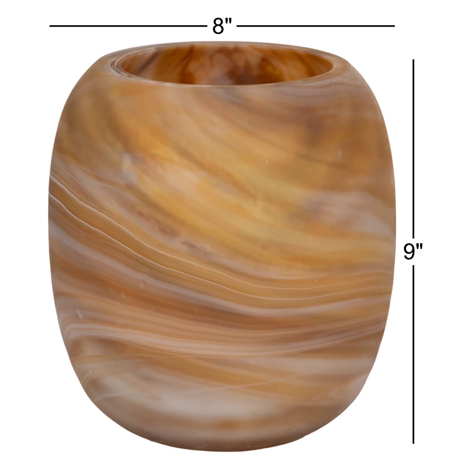 Garbo Small Brown Glass Vase, 9" H x 8" W x 8" D