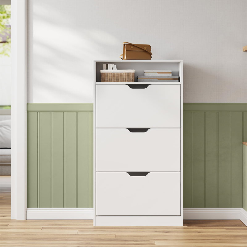 18 Pair Shoe Storage Cabinet, White