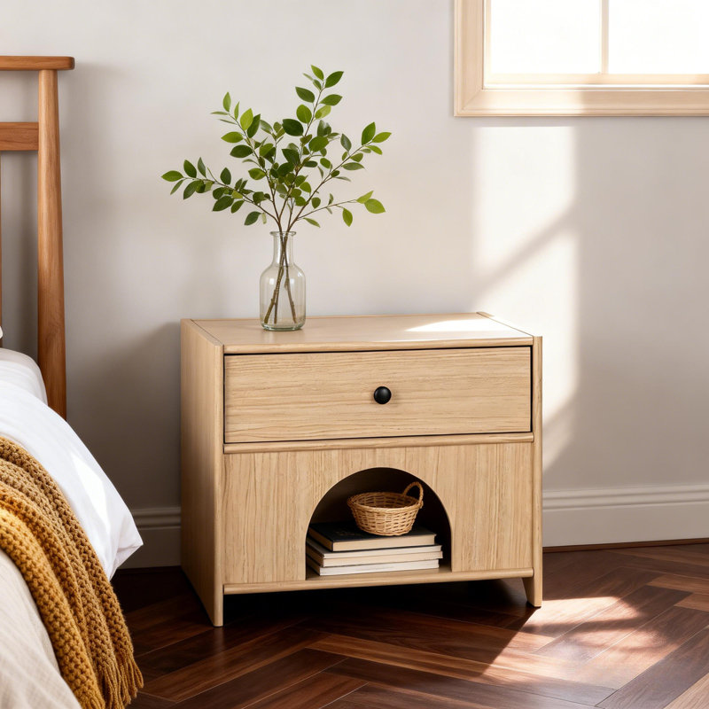 22" Multifunctional Nightstand with Built-In Cat Bed & Storage Drawer – Pet-Friendly Space-Saving Bedroom Furniture for Small Homes