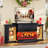 Alvilda 3-Sided Fireplace TV Stand with Adjustable Shelves & LED Light-143542121-144371011