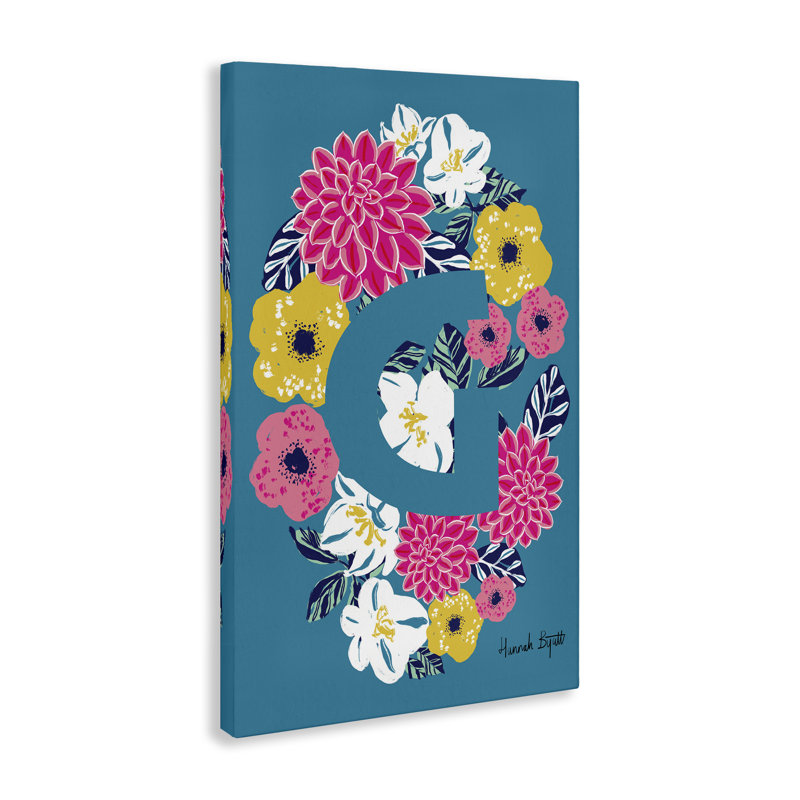 Art floral sur toile florale lettre G par Hannah Louise Byatt, H 24 po x l 16 po