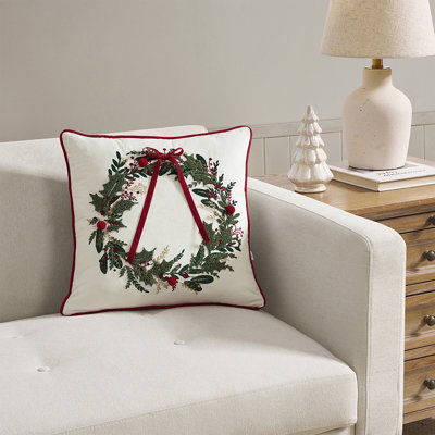 Hallmark Wreath Holiday Decorative Pillow, 18" x 18"