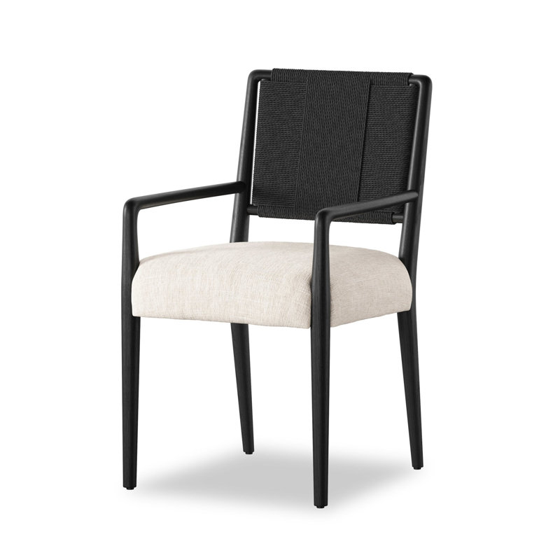 Rothler Dining Armchair-Alcala Wheat, Black Brushed Ash, Essence Natural
