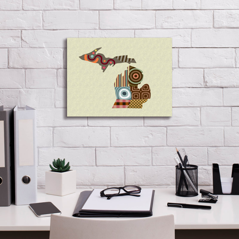 «Michigan State Map» par Lanre Adefioyue, H 12 po x l 16 po x P 0,75 po