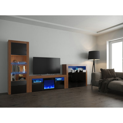 Meuble audio-vidéo Earle Modern pour téléviseur de 65 po ou moins avec foyer électrique inclus
