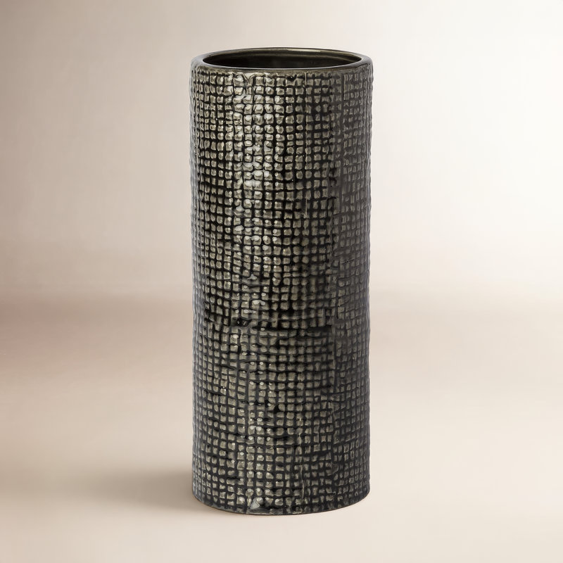 Vase de table en céramique noire Vaila, H 9,8 po x l 4,1 po x P 4,1 po