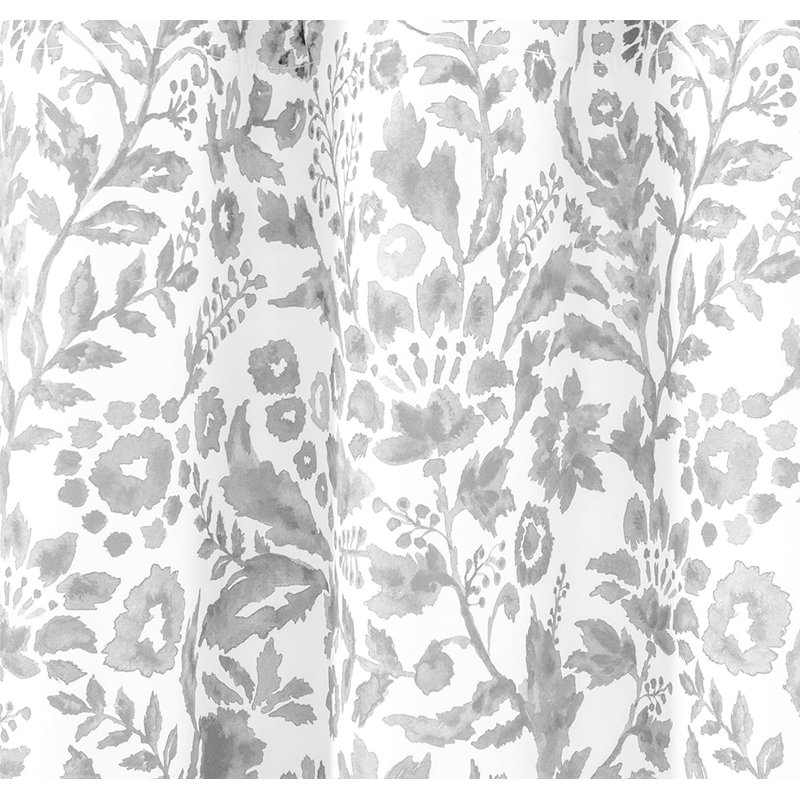 Gray Floral Polyester Rod Pocket Window Valance 52" W x 24" L