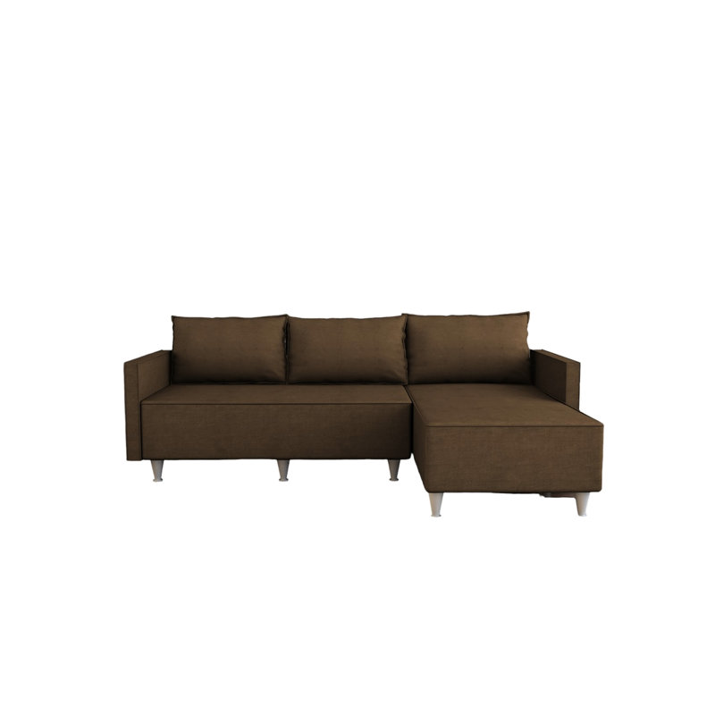 Brown Sectional - Reversible Design For Versatile Room Setup, 5 Comfort With Foam Cushions And Solid Wood Construction, Quick Assembly In Base, Easy Installation Home Living