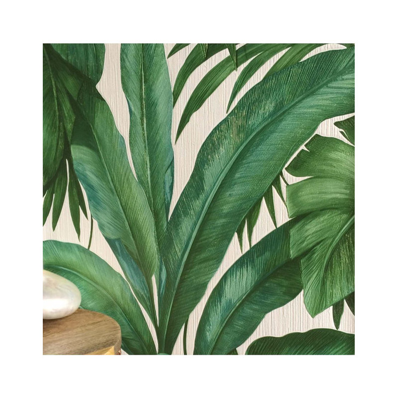 Palm Leaf White Green Wallpaper