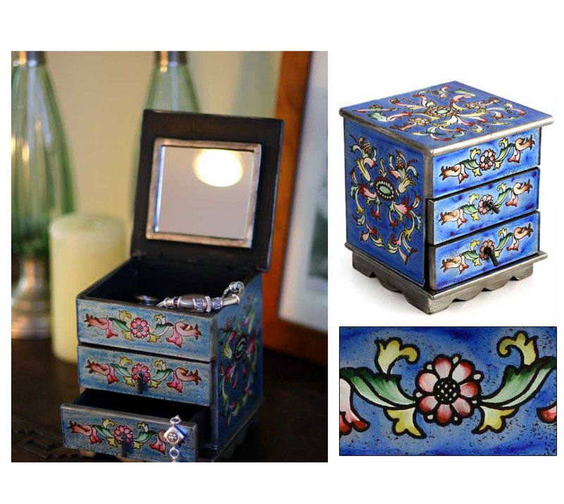 Boîte à bijoux bleu céleste
