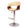 Allin Swivel Adjustable Height Bar Stool with Open Back in Faux Leather, Walnut Wood and Chrome