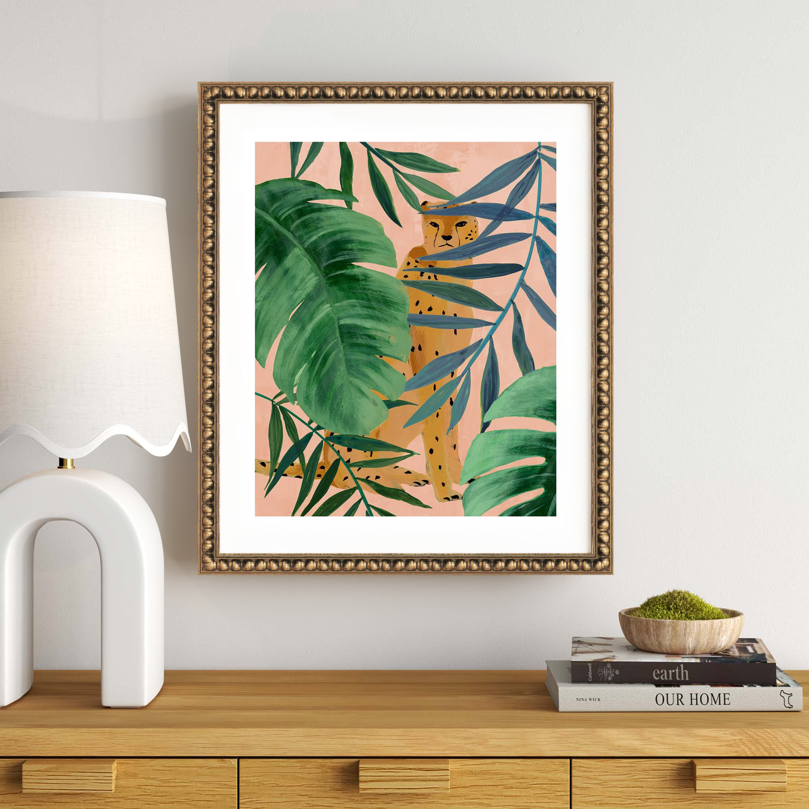 Silent Jungle - Painting Print, Gold Bead Framed Paper, 25.5" H x 21.5" W x 1.13" D