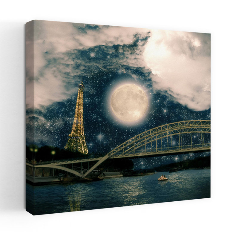 Une nuit étoilée à Paris, art urbain contemporain abstrait, H 36 po x l 36 po