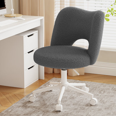 Upholstered Armless Home Office Desk Chair With Wheels