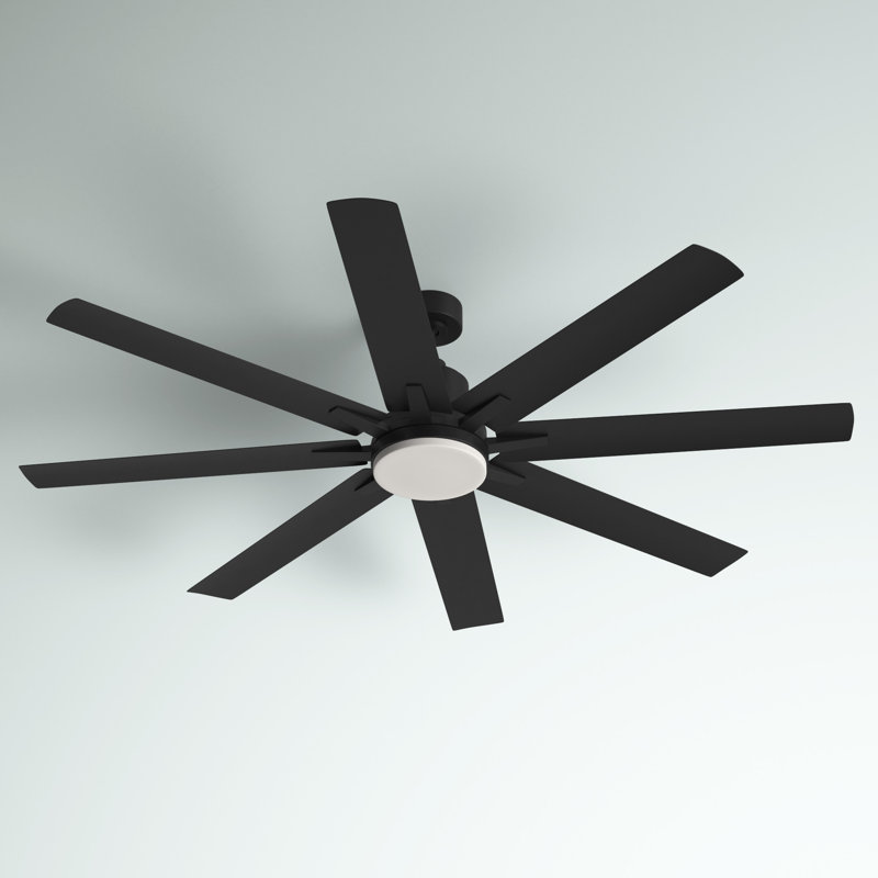 Studley 72" 8 - Blade Outdoor LED Standard Ceiling Fan with Remote Control and Light Kit Included, Black