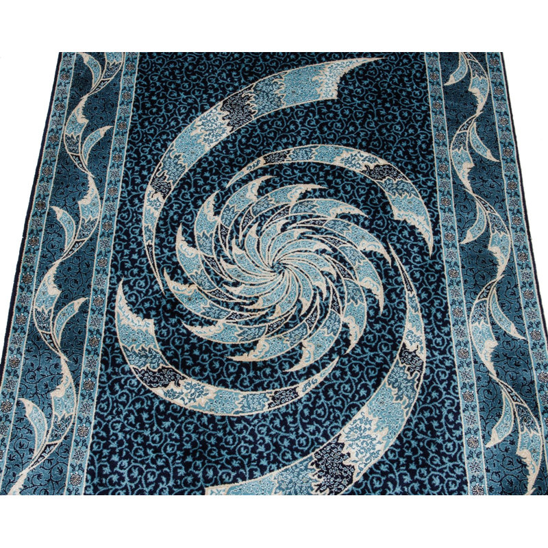Tapis turc bleu marine et ivoire 3x5