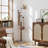 9-Hook Freestanding Coat Rack with Solid Rubberwood and Stainless Steel Marble Base
