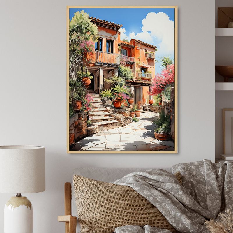 Reproduction d'art sur toile, espagnol Hacienda fauvisme I, H 20 po x l 12 po x P 1 po, Cadre flottant brun