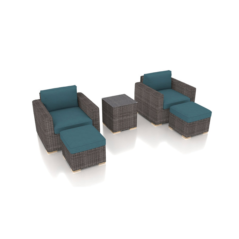 Dune Outdoor 5 - Piece Conversation Set, Cast Lagoon Sunbrella® Plainweave