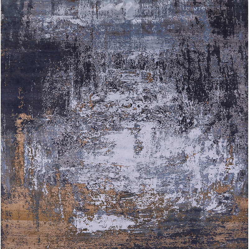 Tapis abstrait gris / brun Brightmont, Carré 7 pi