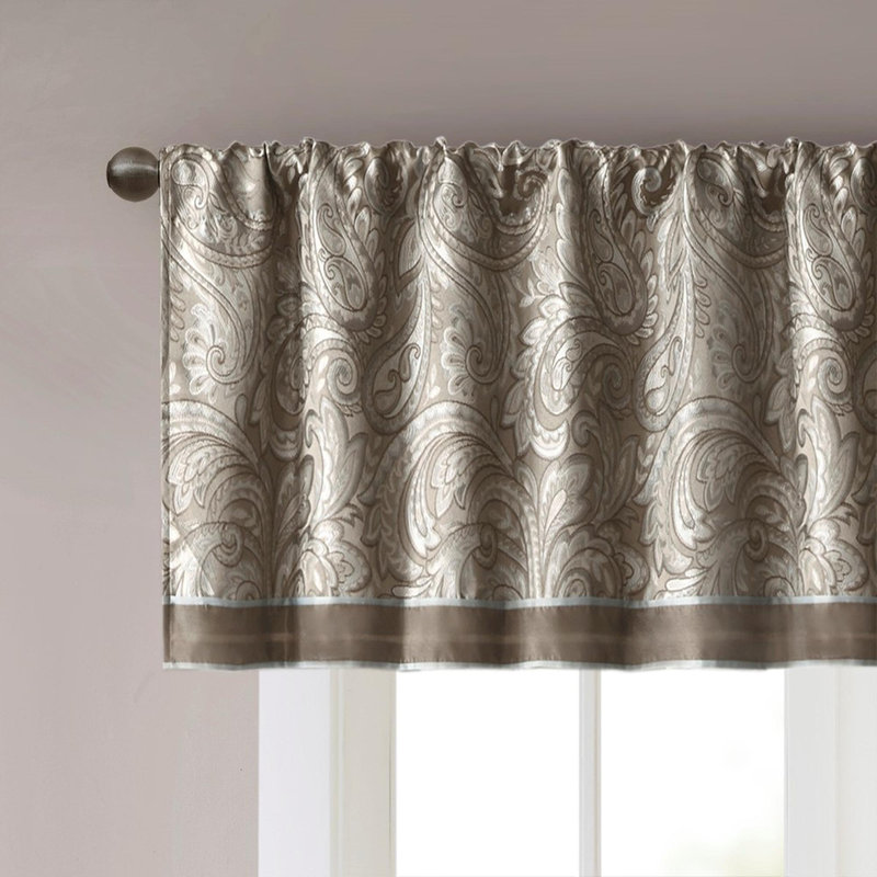 Jacquard Window Valance Blue/Brown 50x18", Blue/Brown