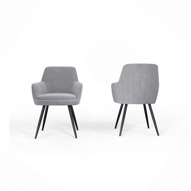 Chaise d'appoint rembourrée avec dossier capitonné, ensemble de 2, Gris