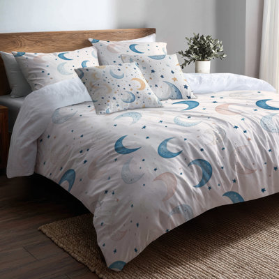 Celestial Comforter Set of 6 For Kids - Dreamy Moons With Shams And Throw Pillows