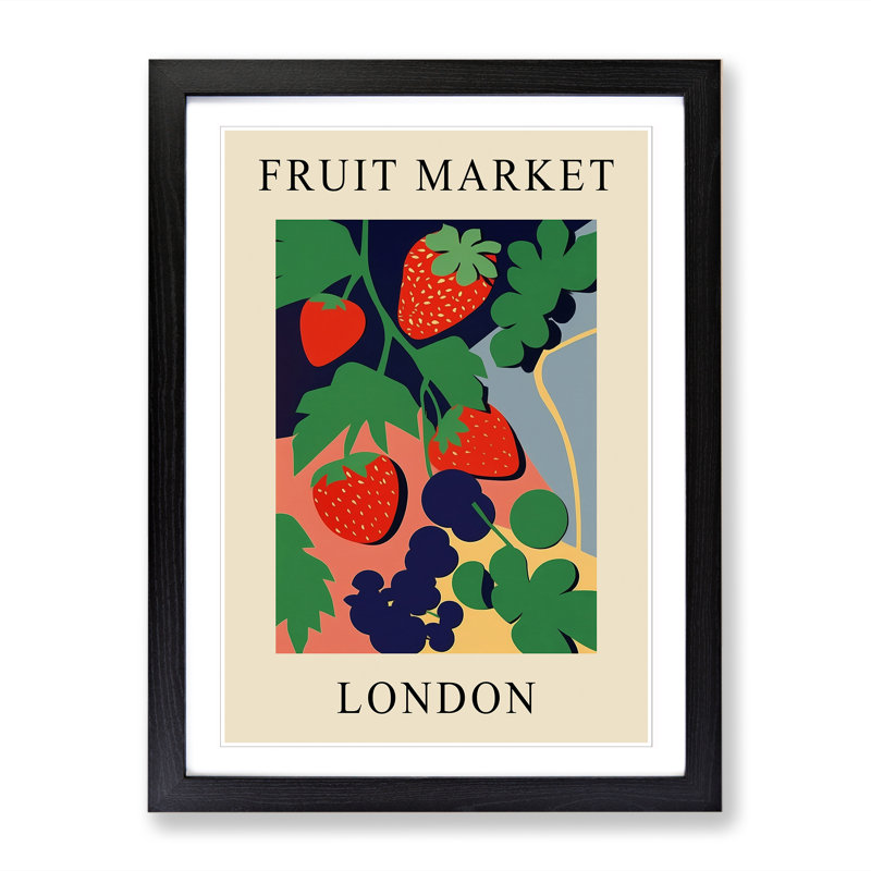 London Fruit Market Exhibition Strawberry 1 Piece Single Picture Frame Wall Art, 34cm H x 25cm W x 2cm D