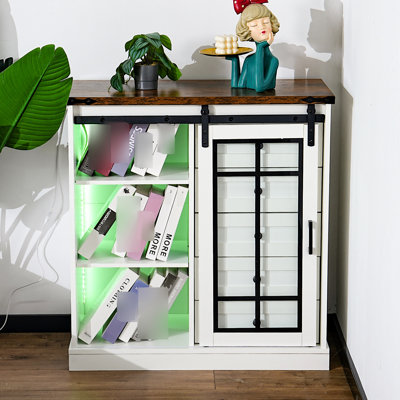 Armoire de rangement moderne avec 5 tiroirs et plus, 2 tablettes réglables, éclairage à DEL intégré, buffet minimaliste blanc et noyer foncé, 7 tiroirs 5 couleurs et noyer, pour la maison