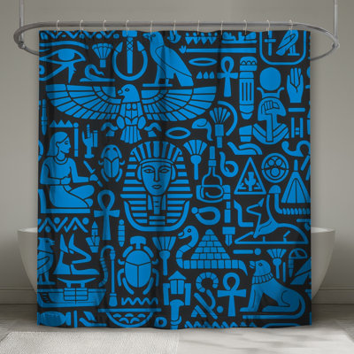 Egyptian Hieroglyphics Symbols Shower Curtains Extra Long