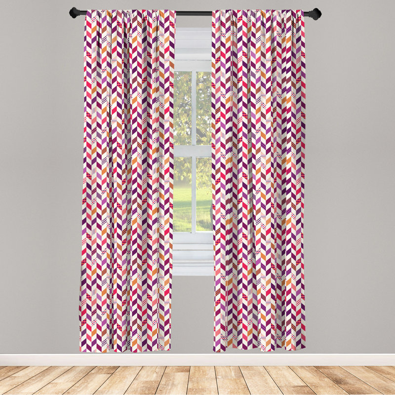 Geometric Semi-Sheer Rod Pocket Curtain Panels, 28" x 63"