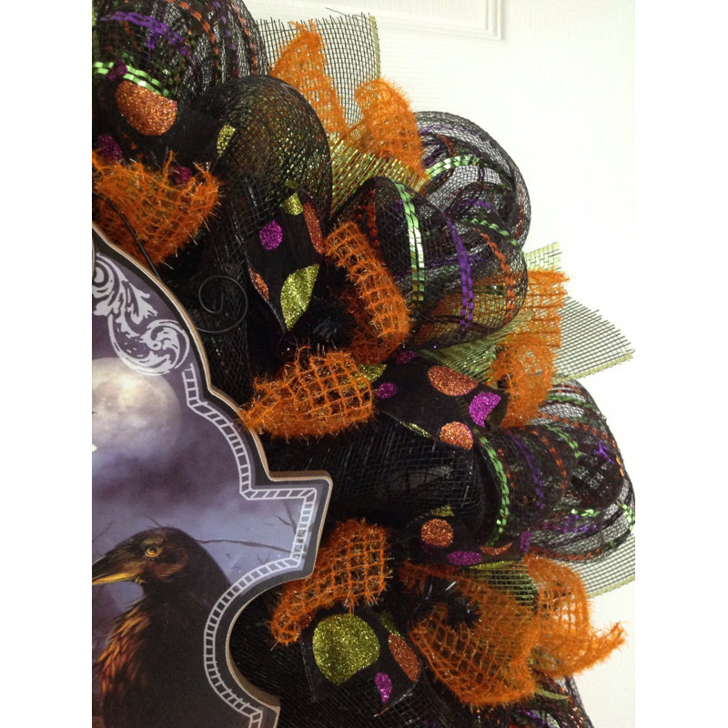 Halloween Wreath with Spooky Raven