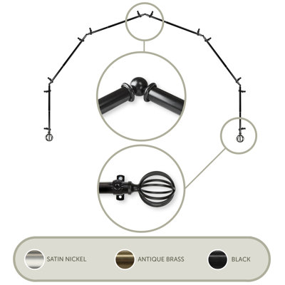 Tringle à rideaux simple pour fenêtre 6 côtés Burma