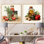 Ensemble de salon mural rouge et vert avec herbes parfumées I - Spices Wall Art