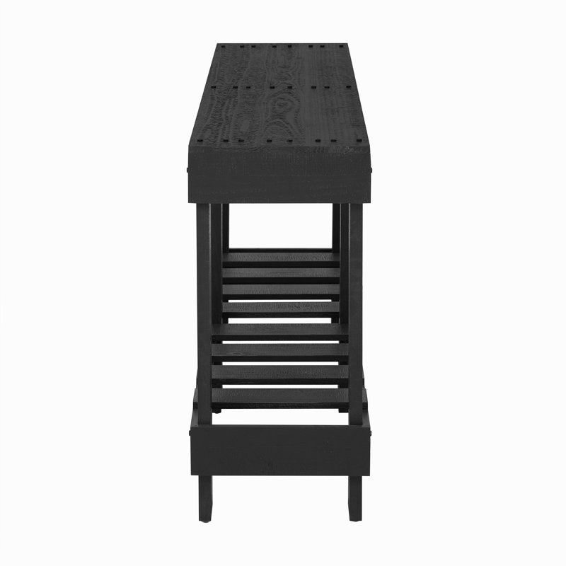 Table d'entrée en bois massif 62,9 po Modern Farmhouse, Noir